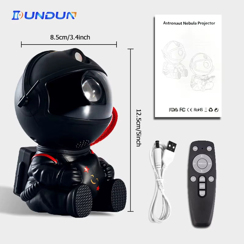 Proyector Estelar Infantil - Luz Nocturna 360° con Control Remoto y Diseño de Astronauta y Nebulosa