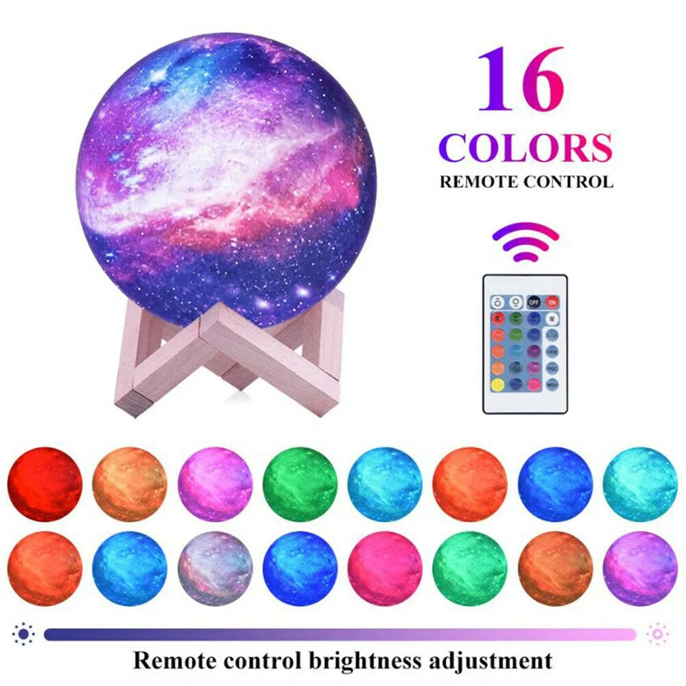 GOODWORLD Lámpara Luna 3D LED con 16 Colores y Control Remoto