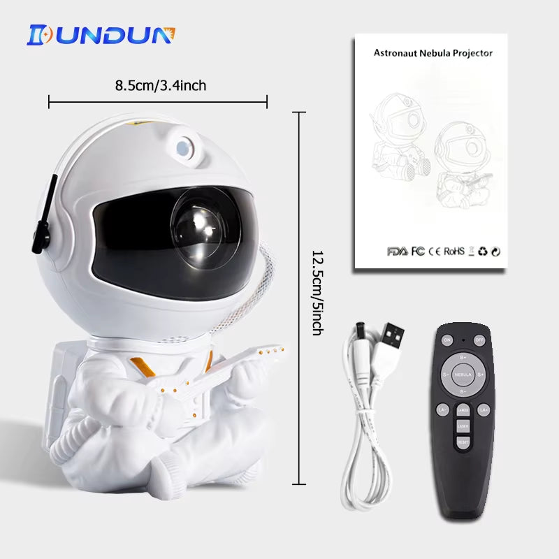 Proyector Estelar Infantil - Luz Nocturna 360° con Control Remoto y Diseño de Astronauta y Nebulosa