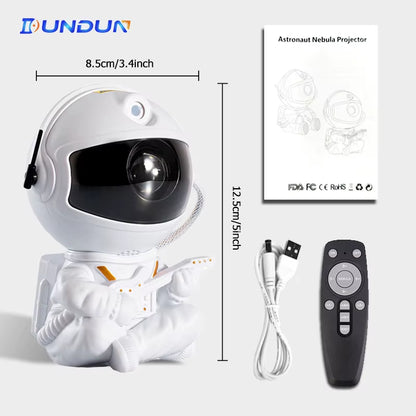 Proyector Estelar Infantil - Luz Nocturna 360° con Control Remoto y Diseño de Astronauta y Nebulosa