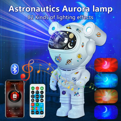 Proyector Estelar Infantil - Luz Nocturna 360° con Control Remoto y Diseño de Astronauta y Nebulosa