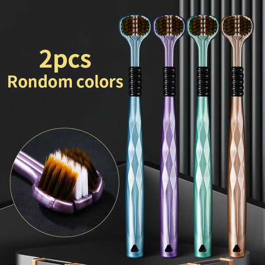 Cepillo de Dientes Triple Lado con Cerdas Suaves para Adultos, Triple Sided Toothbrush with Soft Bristles for Adults