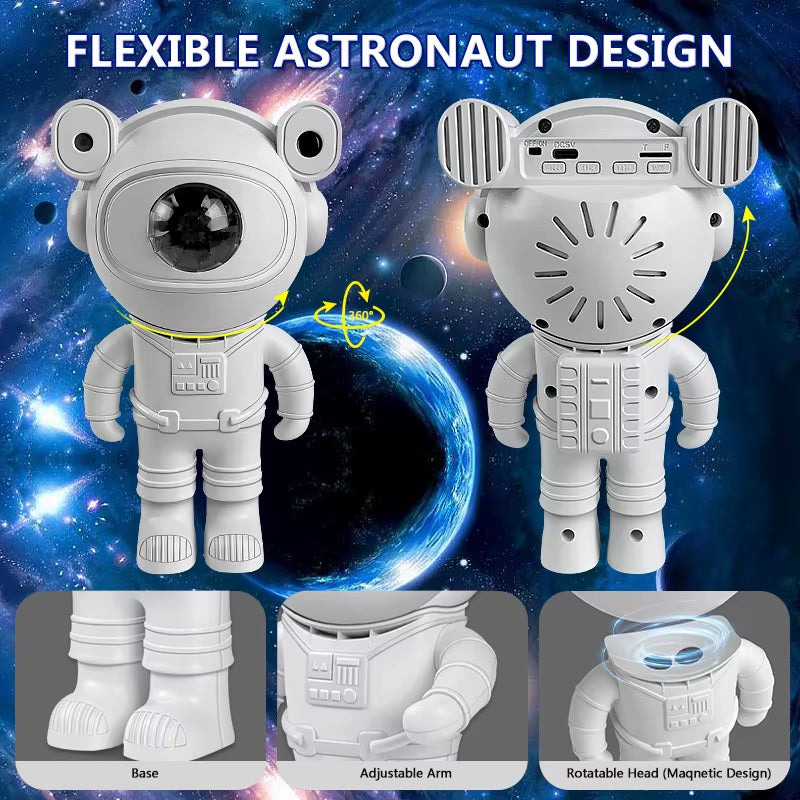 Proyector Estelar Infantil - Luz Nocturna 360° con Control Remoto y Diseño de Astronauta y Nebulosa