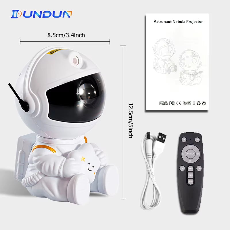 Proyector Estelar Infantil - Luz Nocturna 360° con Control Remoto y Diseño de Astronauta y Nebulosa